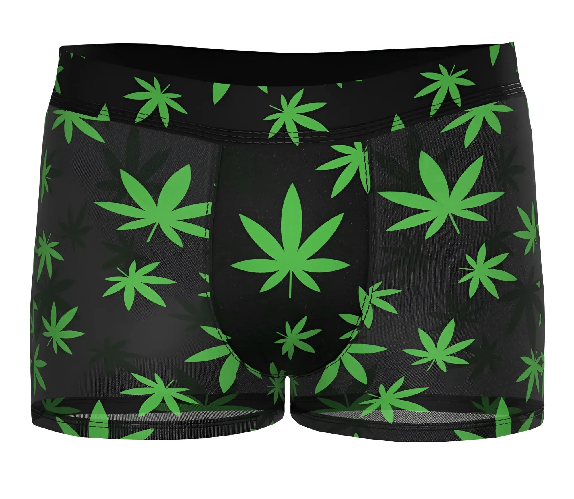 Male power 145-294 hazy dayz black boxer briefs with vibrant green cannabis leaf pattern pouch short color pot leaf
