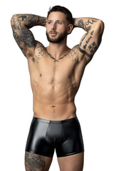 Black patent leather briefs male power 153-301 liquid onyx 2.0 pouch short color black front view