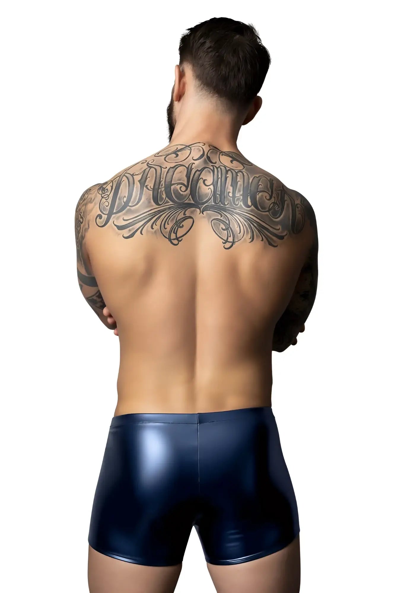 Shiny navy blue patent leather briefs male power 153-301 liquid onyx 2.0 pouch short color blue