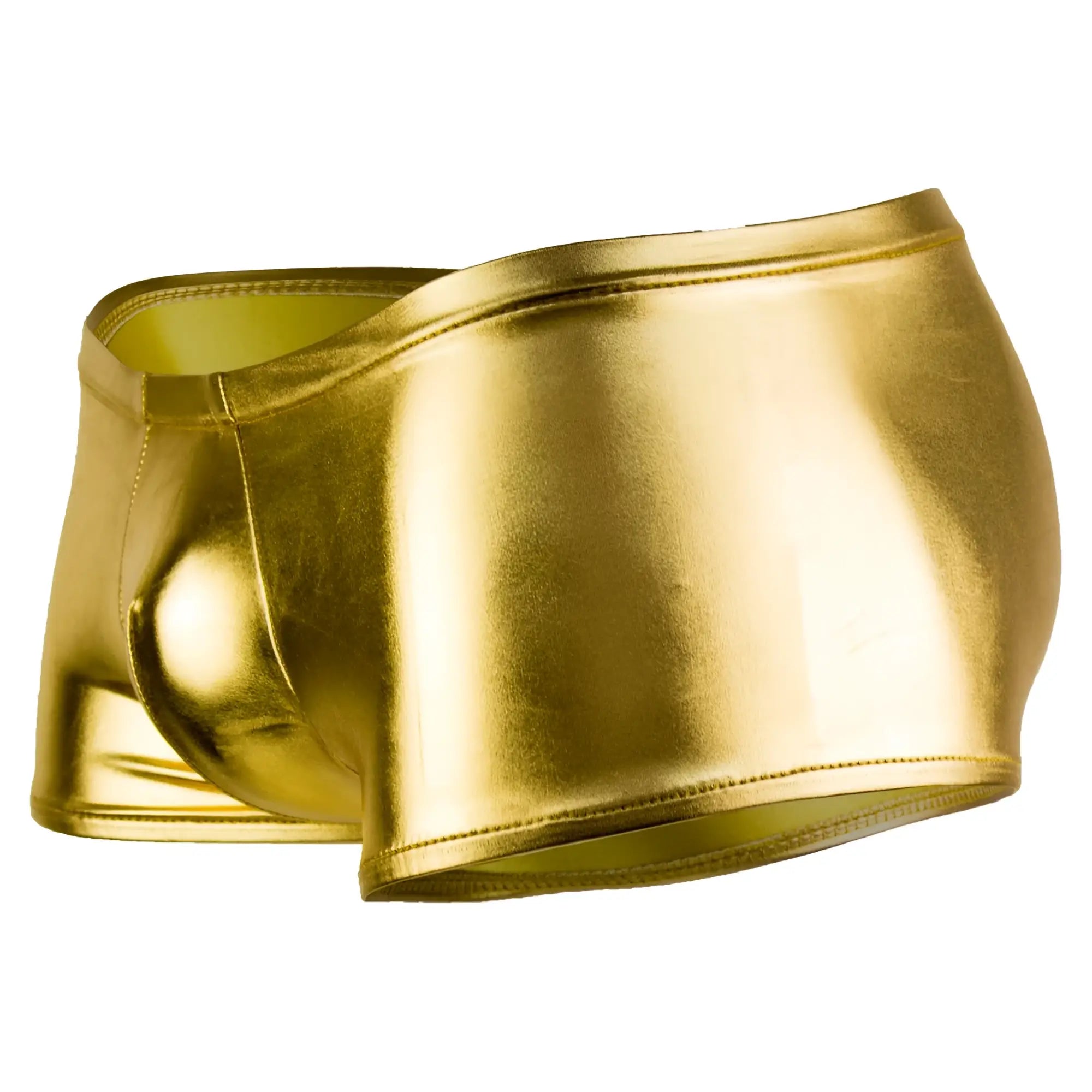 Male power 153070 heavy metal gold mini short boxer briefs shiny gold metallic form-fitting design