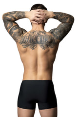 Male power 154-300 hot mesh pouch short black and red with smooth form-fitting material and breathable mesh design