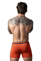 Male power 160-299 soo cumfy orange boxer briefs with navy blue trim designed for comfort and support