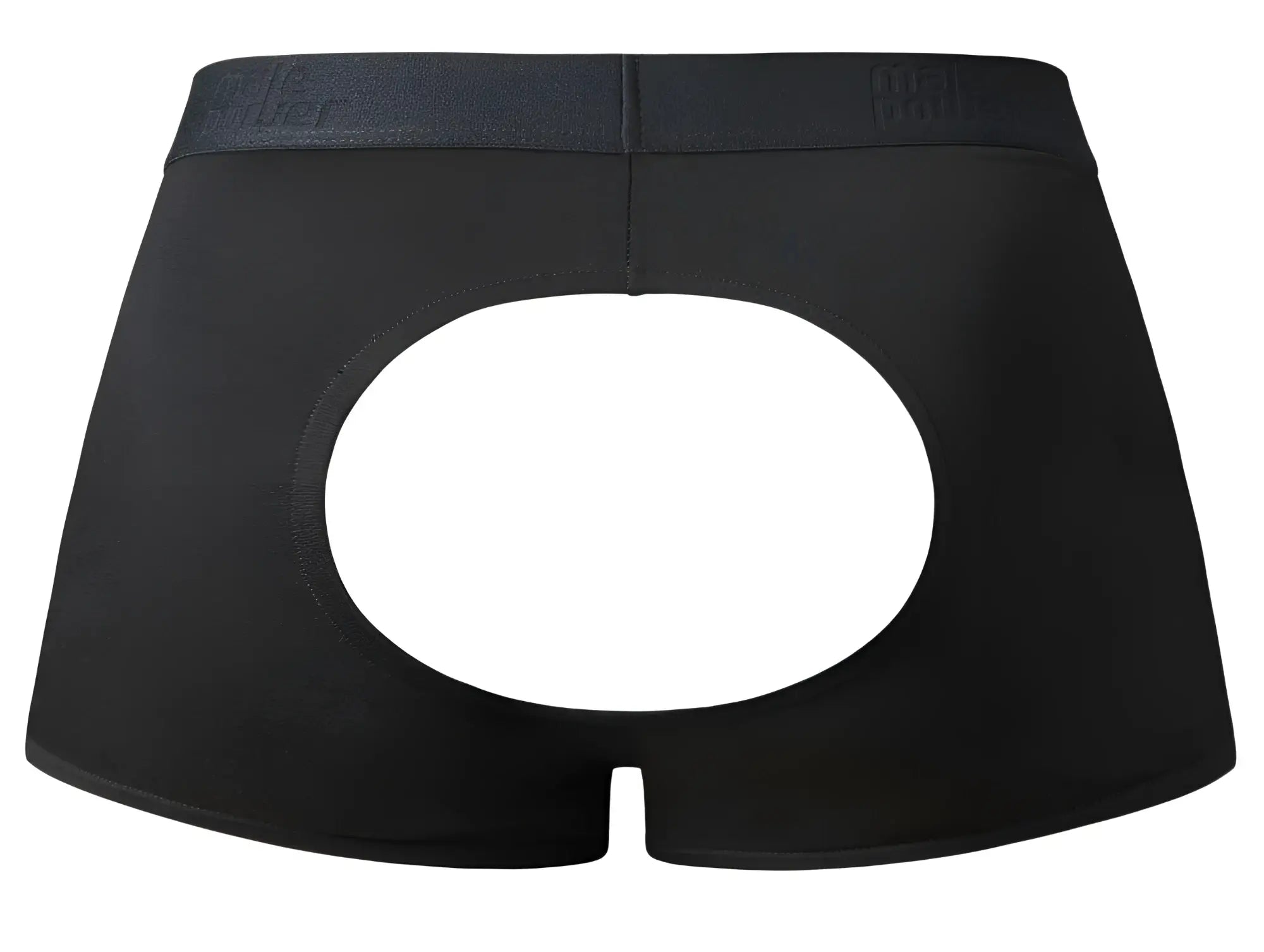 Black male power 162-304 briefs with central circular cutout open ended design elastic waistband for support