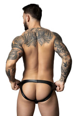Black leather-like male power 300-301 liquid onyx 2.0 moonshine briefs with sleek form-fitting design