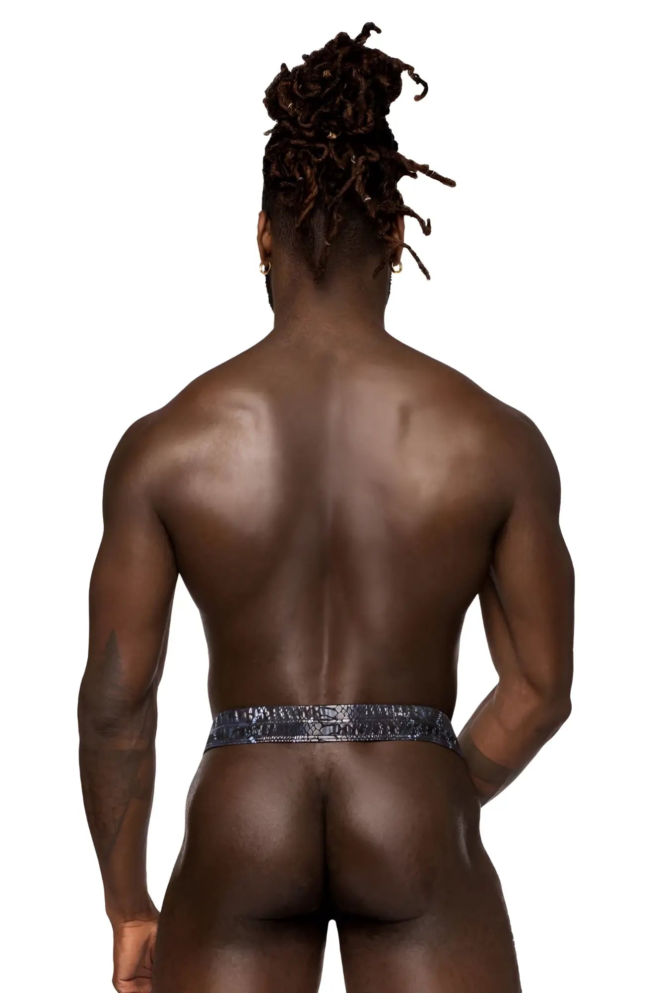 Male power 334-282 s-naked power sock black-blue briefs with blue sequined waistband for men