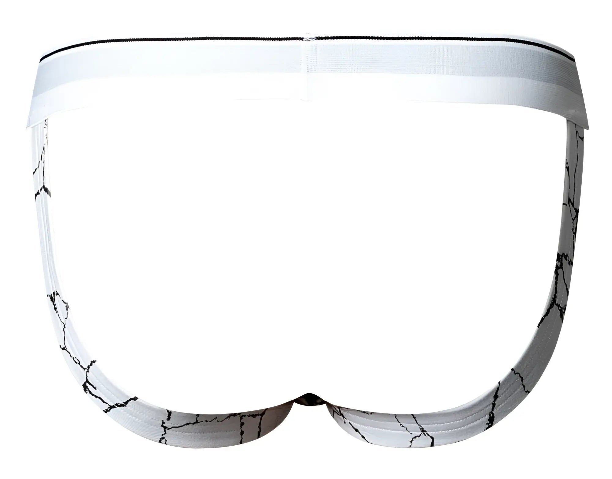 Male power 349-299 soo cumfy white briefs with black crackle pattern and solid white waistband front view
