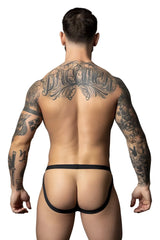 Male power 349-300 hot mesh black-red mens thong underwear with sleek form-fitting design and breathable mesh material