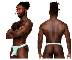 Light blue and black male power 399-281 easy breezy jock sleeve athletic briefs with supportive contoured design