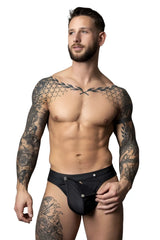 Black male power 410-298 oh snap snap off thong with front closure three silver-toned buttons and form-fitting design
