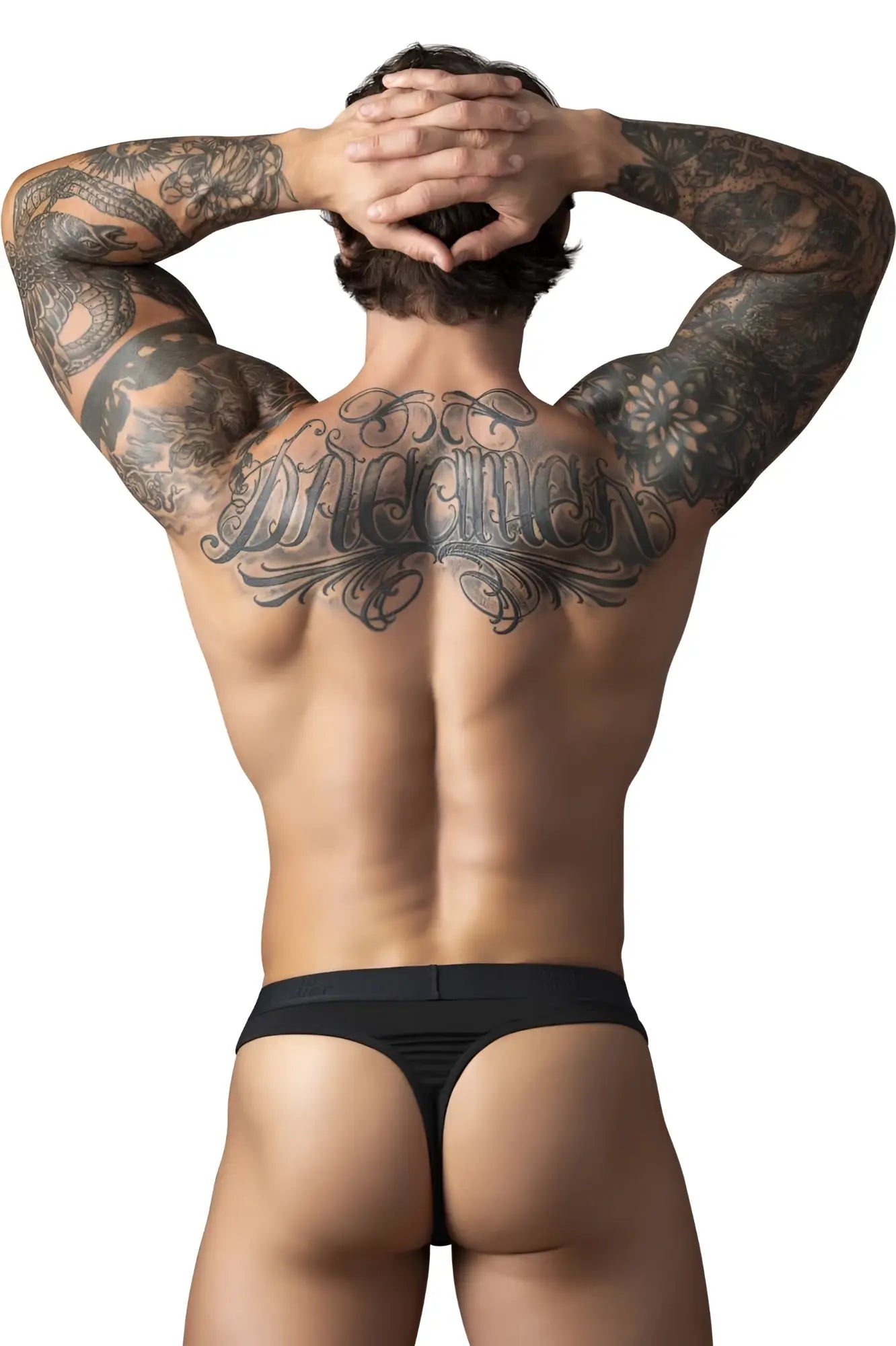 Black male power 417-304 open ended thong with elastic cock ring and smooth form fitting design