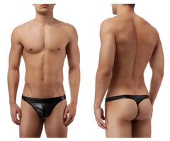 Male power 440003 liquid onyx classic thong in black patent leather with a sleek glossy finish