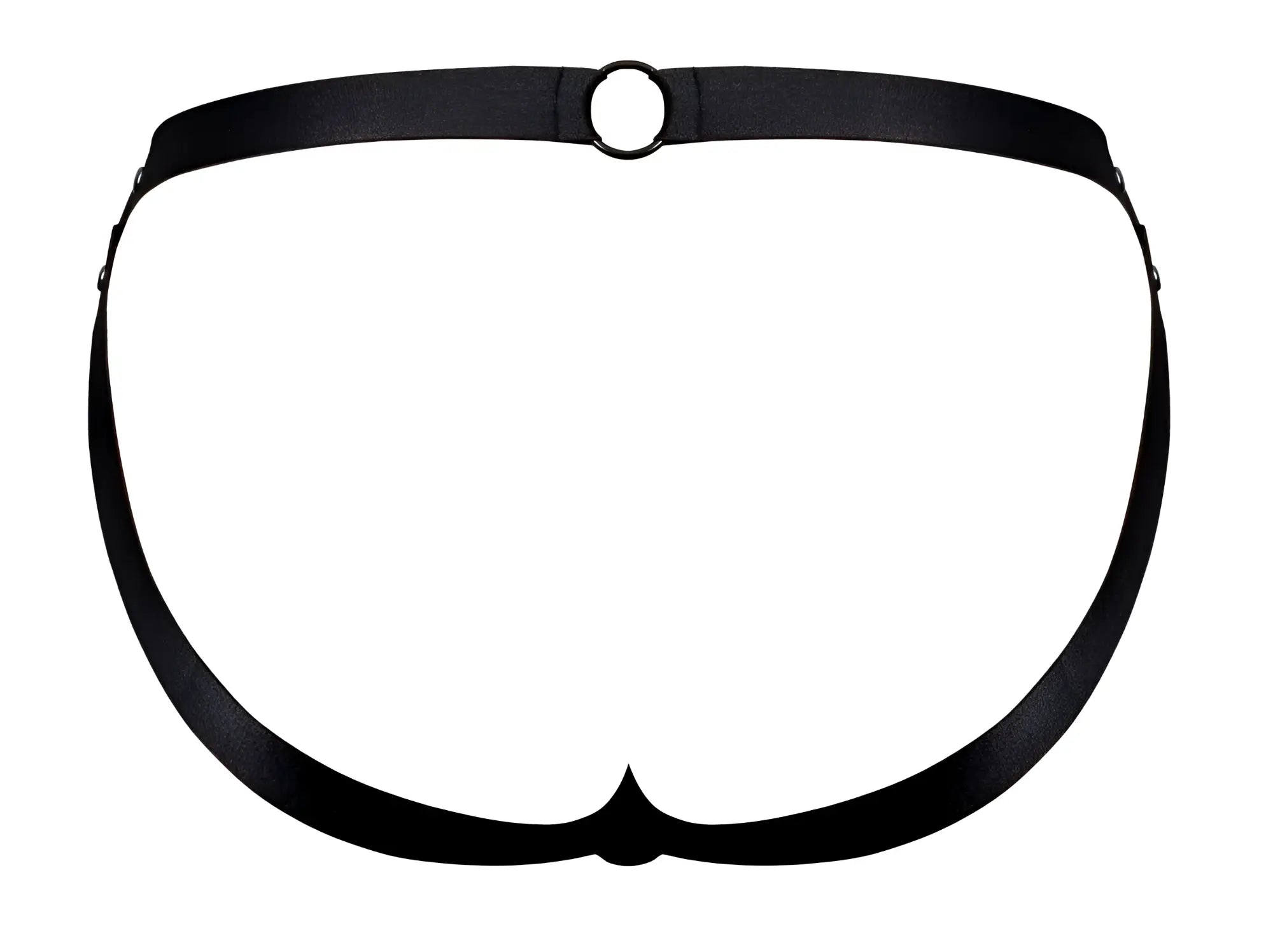 Black leather male power PAK-158 fetish Spartacus harness with central ring and adjustable side straps