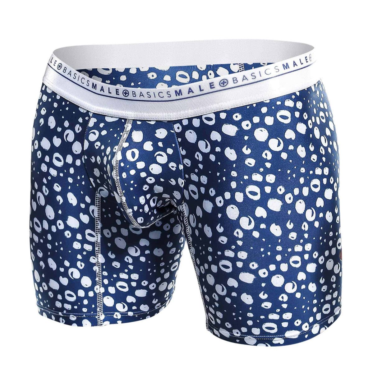 Malebasics boxer brief hipster paros blue and white leopard print with branded elastic waistband for comfort