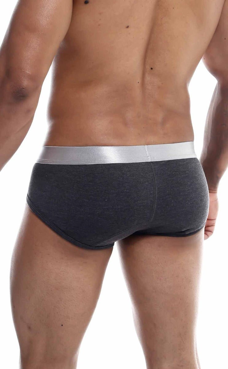 Malebasics brief pima dark gray briefs with sleek silver waistband made from soft pima cotton for comfortable wear