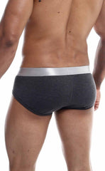 Malebasics brief pima dark gray briefs with sleek silver waistband made from soft pima cotton for comfortable wear