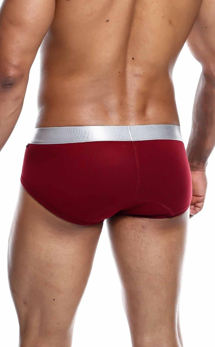 Malebasics brief pima red men’s briefs with silver waistband made from soft breathable fabric for everyday comfort