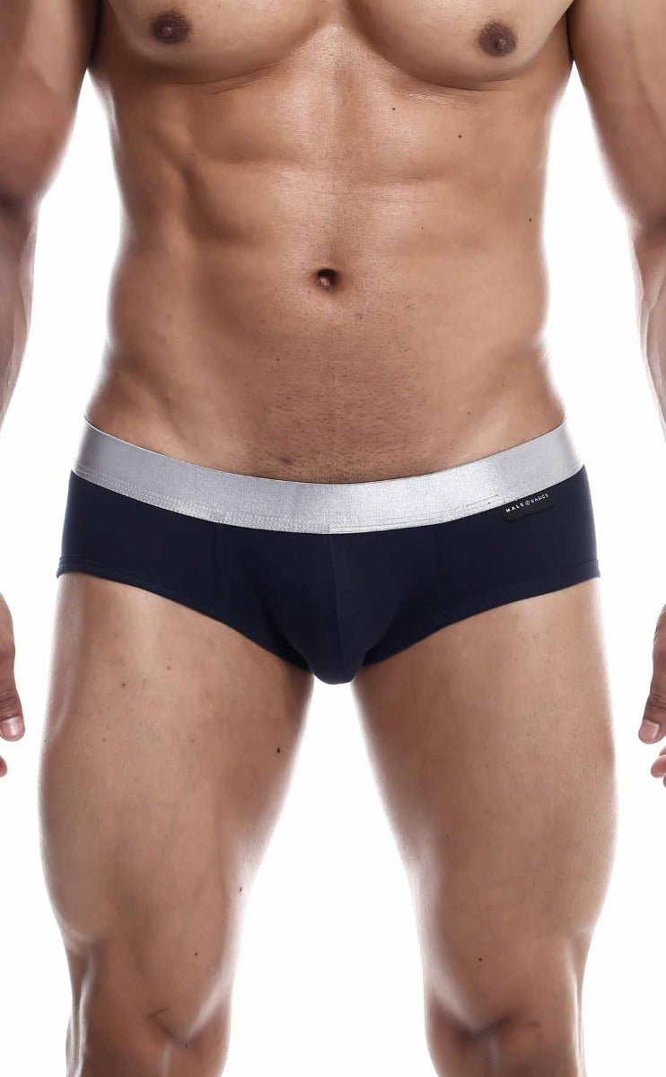 Navy blue male basics brief pima with silver elastic waistband made from soft pima cotton for comfortable wear