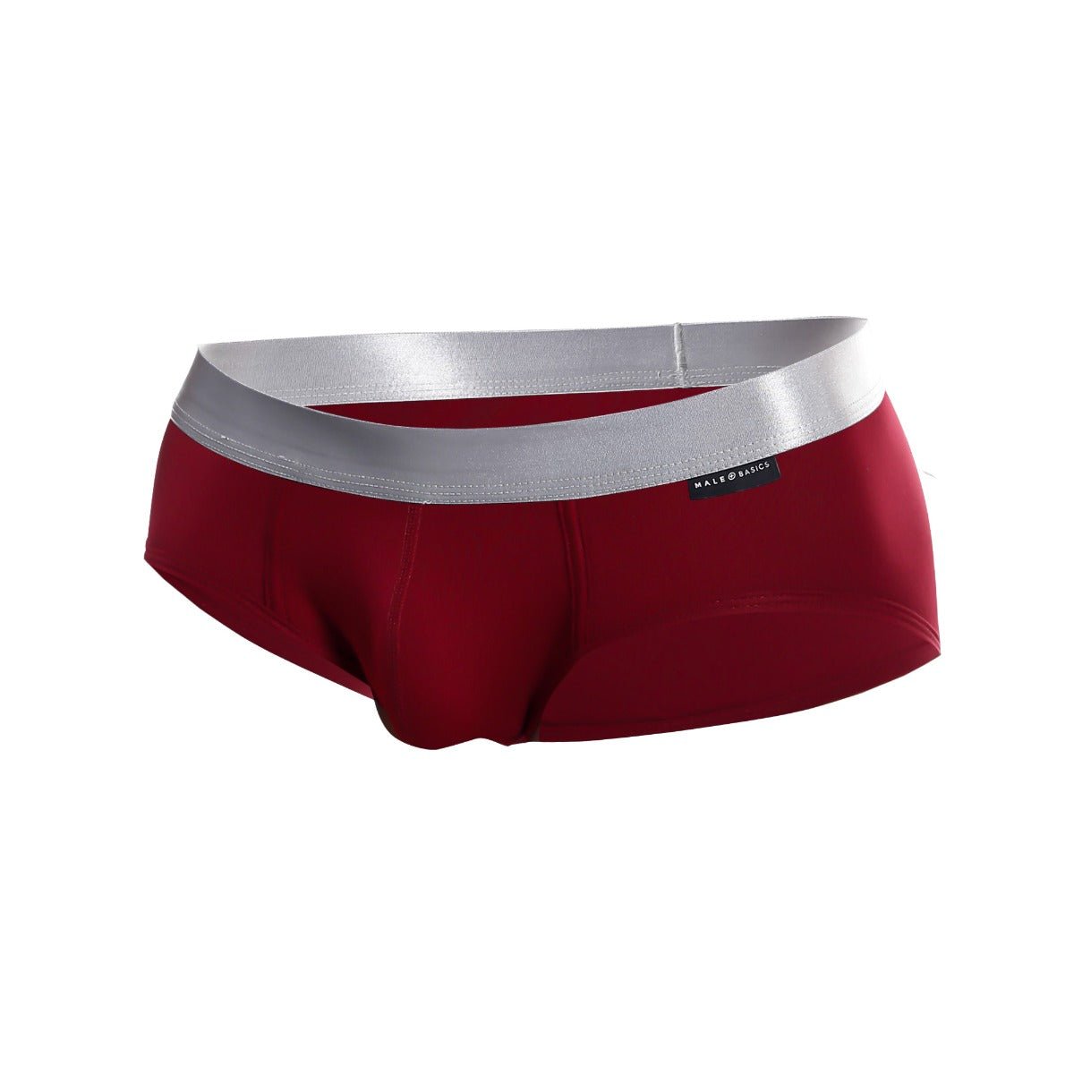 Red men’s briefs with a silver waistband made from pima cotton by male black in the malebasics brief pima style