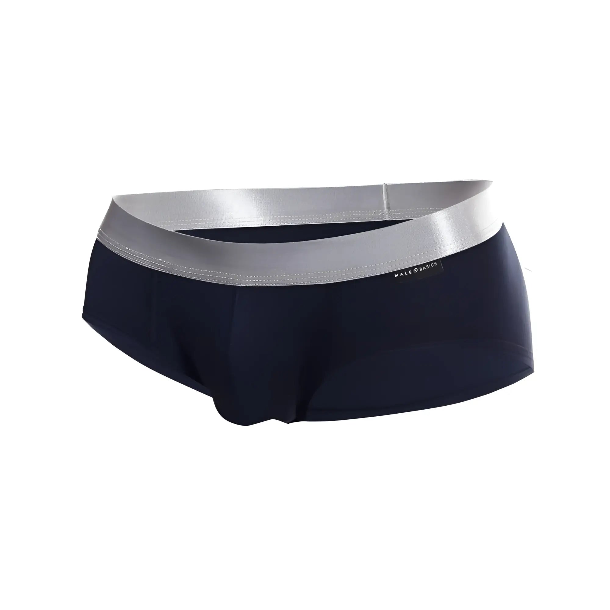 Navy blue male basics brief pima with shiny silver waistband made from soft pima cotton for comfortable wear