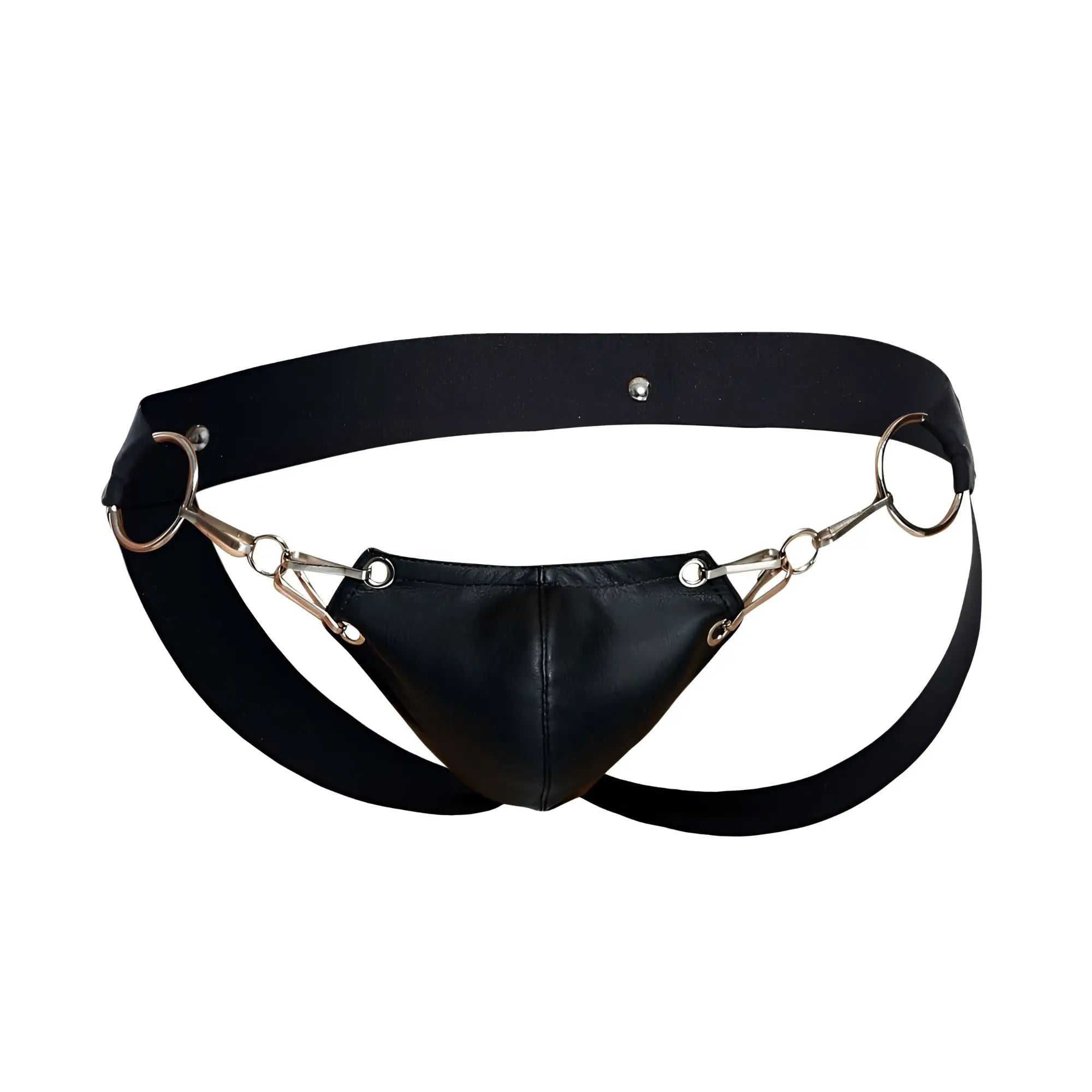 Malebasics dmbl03 dngeon black leather harness with metallic horsebit hardware for men