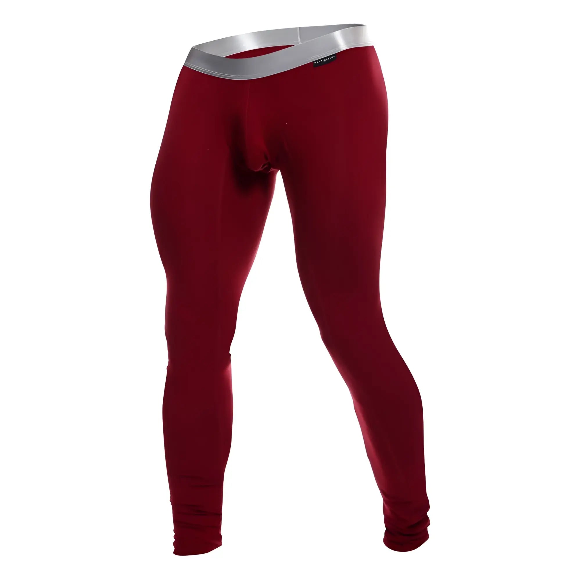 Red men’s compression tights with silver waistband made from pima cotton for performance and comfort
