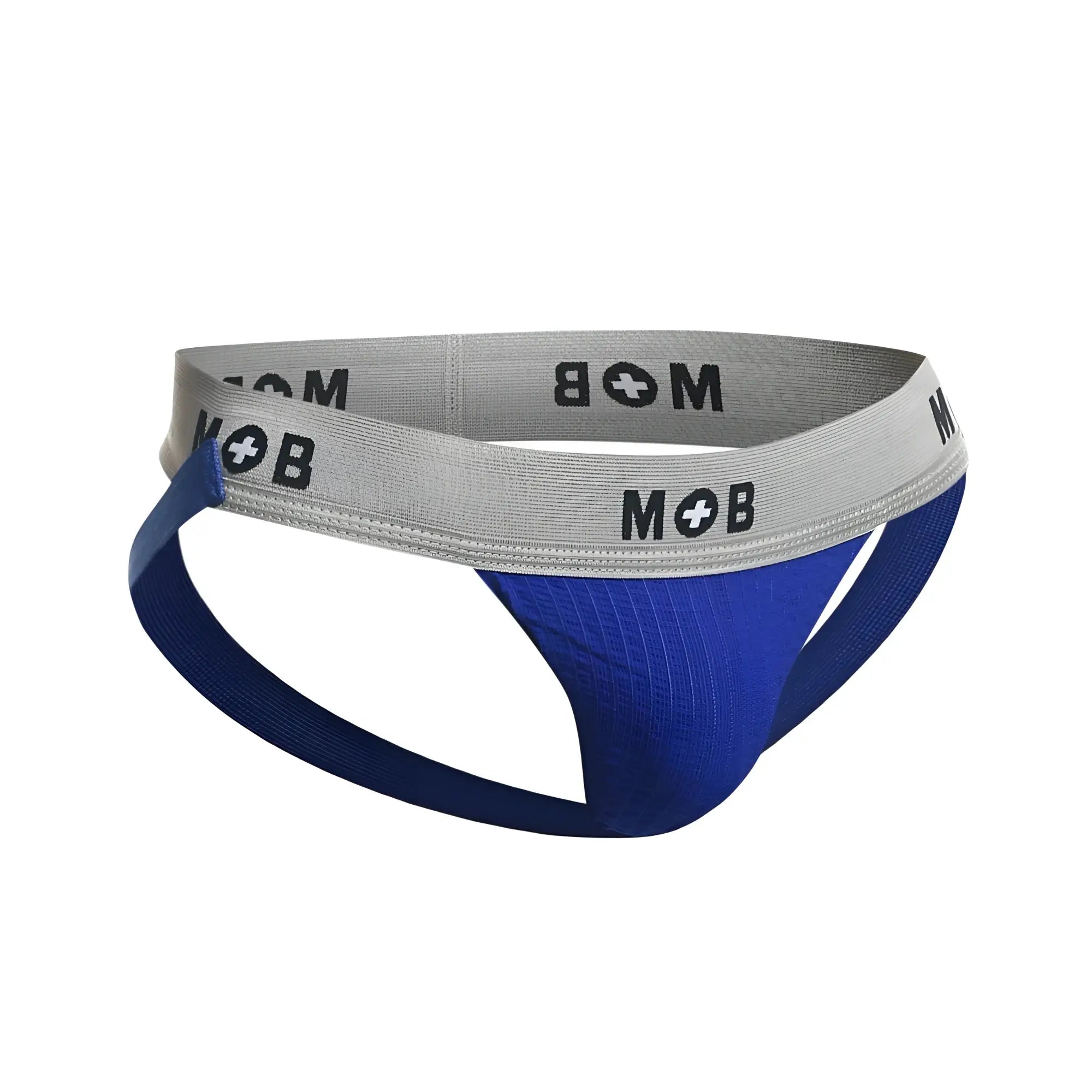 Blue and gray ribbed texture malebasics mbl107 mob classic fetish 3 inch jockstrap briefs in royal color