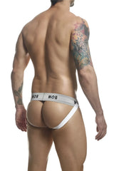 Malebasics mbl107 mob classic fetish jockstrap white with sleek minimalist design and subtle waistband branding