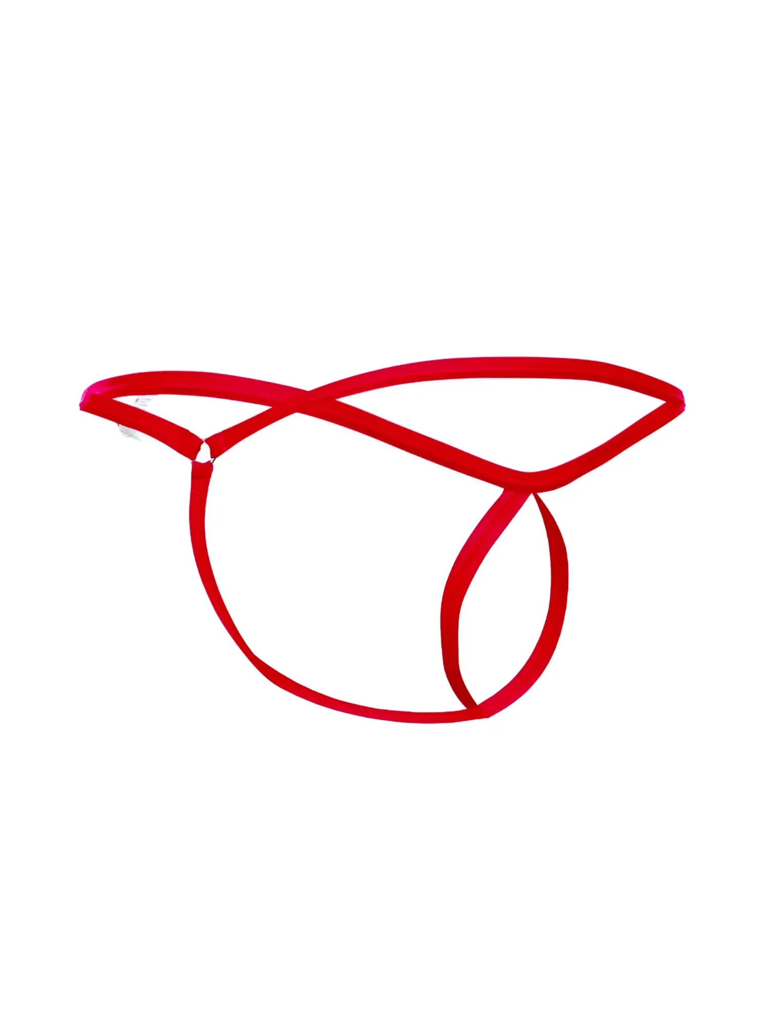 Red malebasics mbl24 tear drop thong with minimalist design thin flexible material showing back side