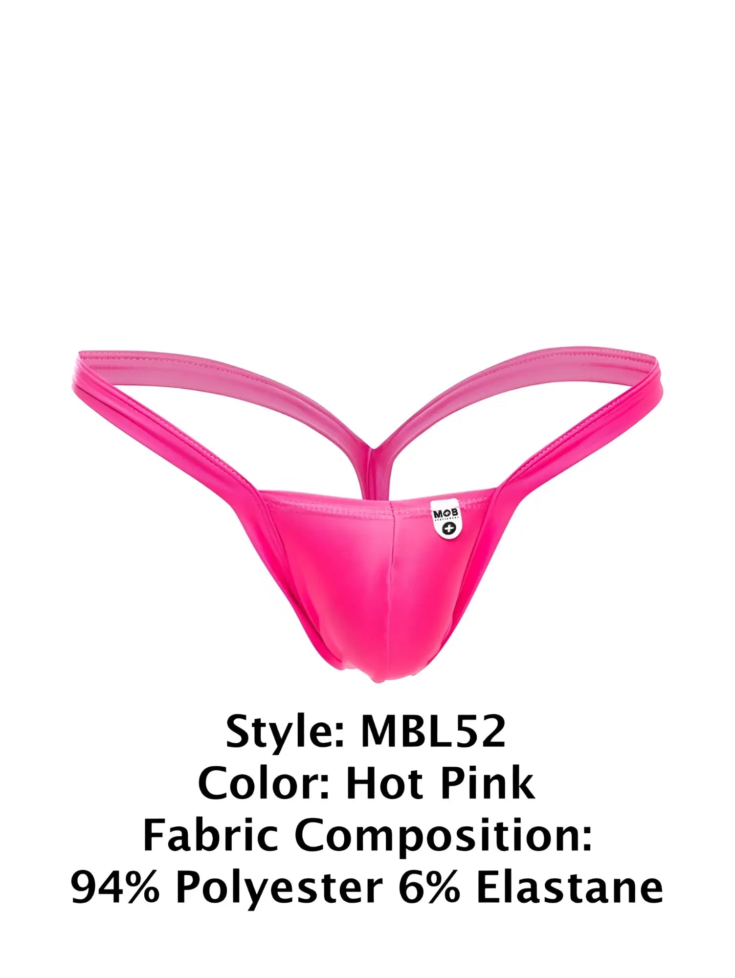 Malebasics mbl52 y buns thong in hot pink with thin supportive straps made from smooth polyester elastane blend