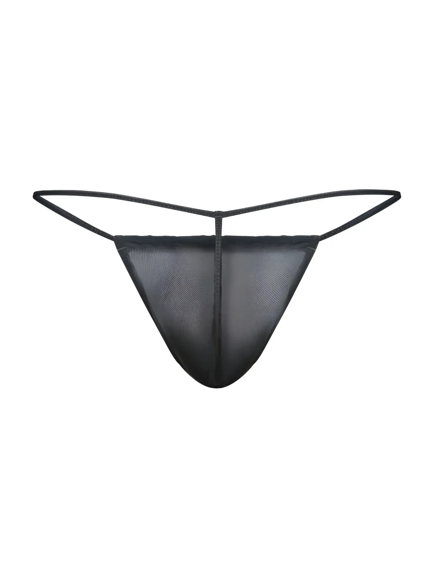 Black mesh thong malebasics mbl59 with thin adjustable elastic straps showing front view