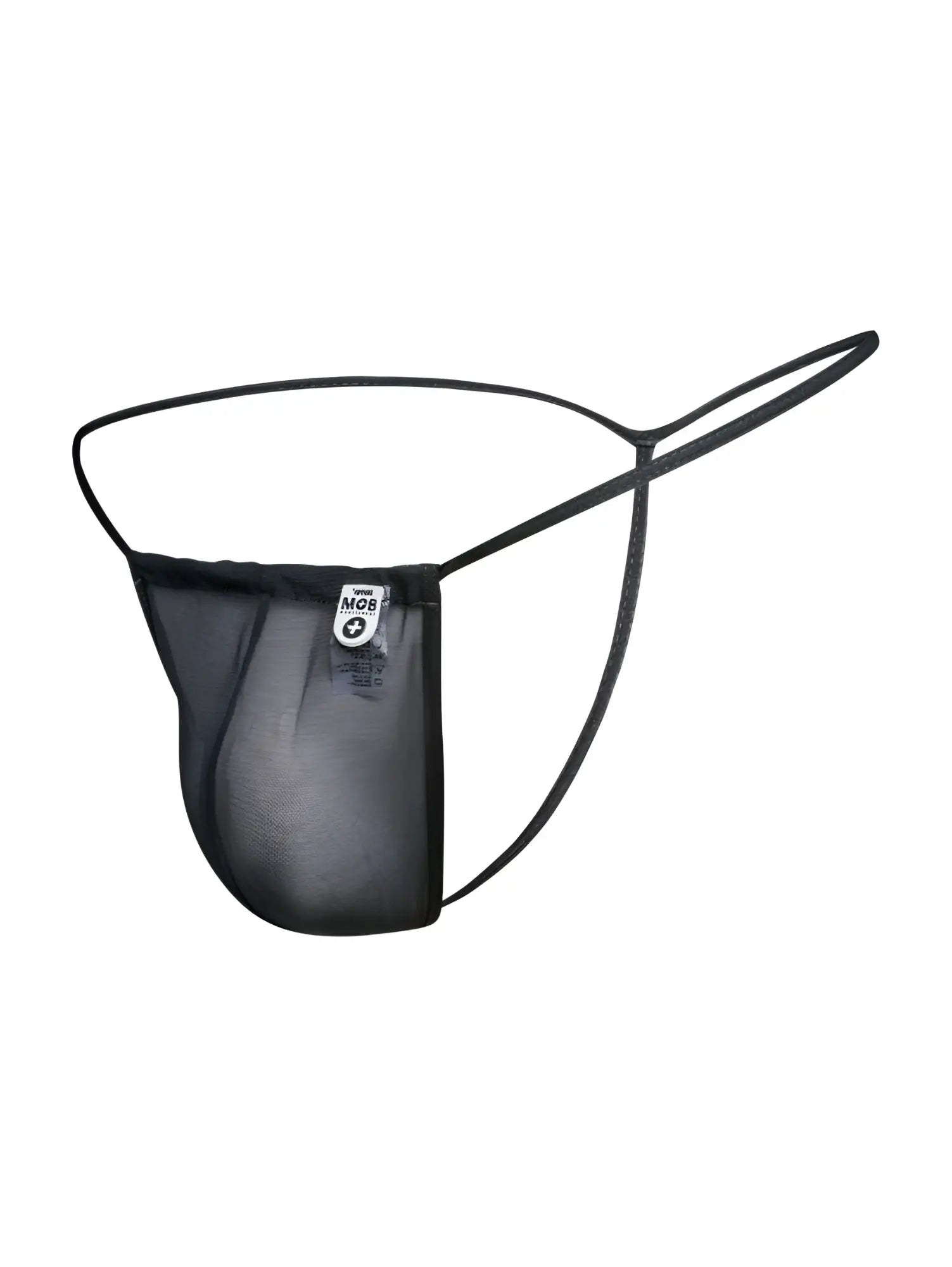Malebasics mbl59 black mesh g-string thong with thin elastic straps and small white label on front