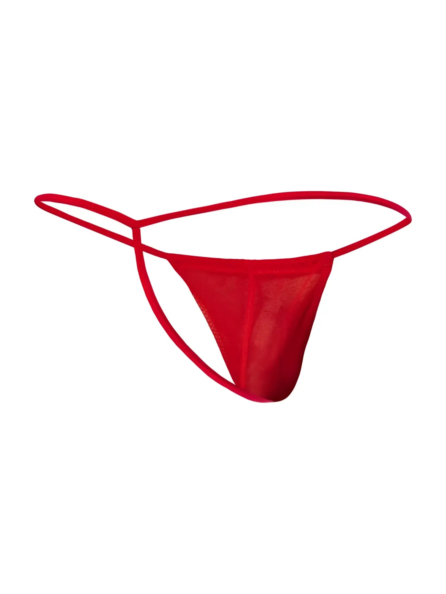Malebasics mbl59 red mesh g-string thong with thin elastic straps made of sheer mesh fabric front view