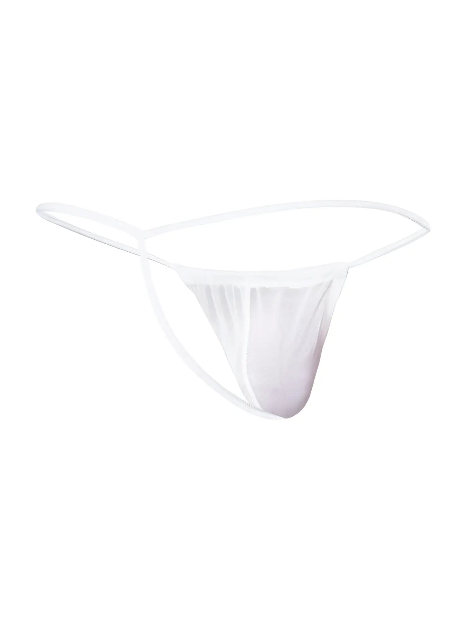 White sheer mesh thong with thin delicate straps maleBasics MBL59 mesh g-string in white mesh material