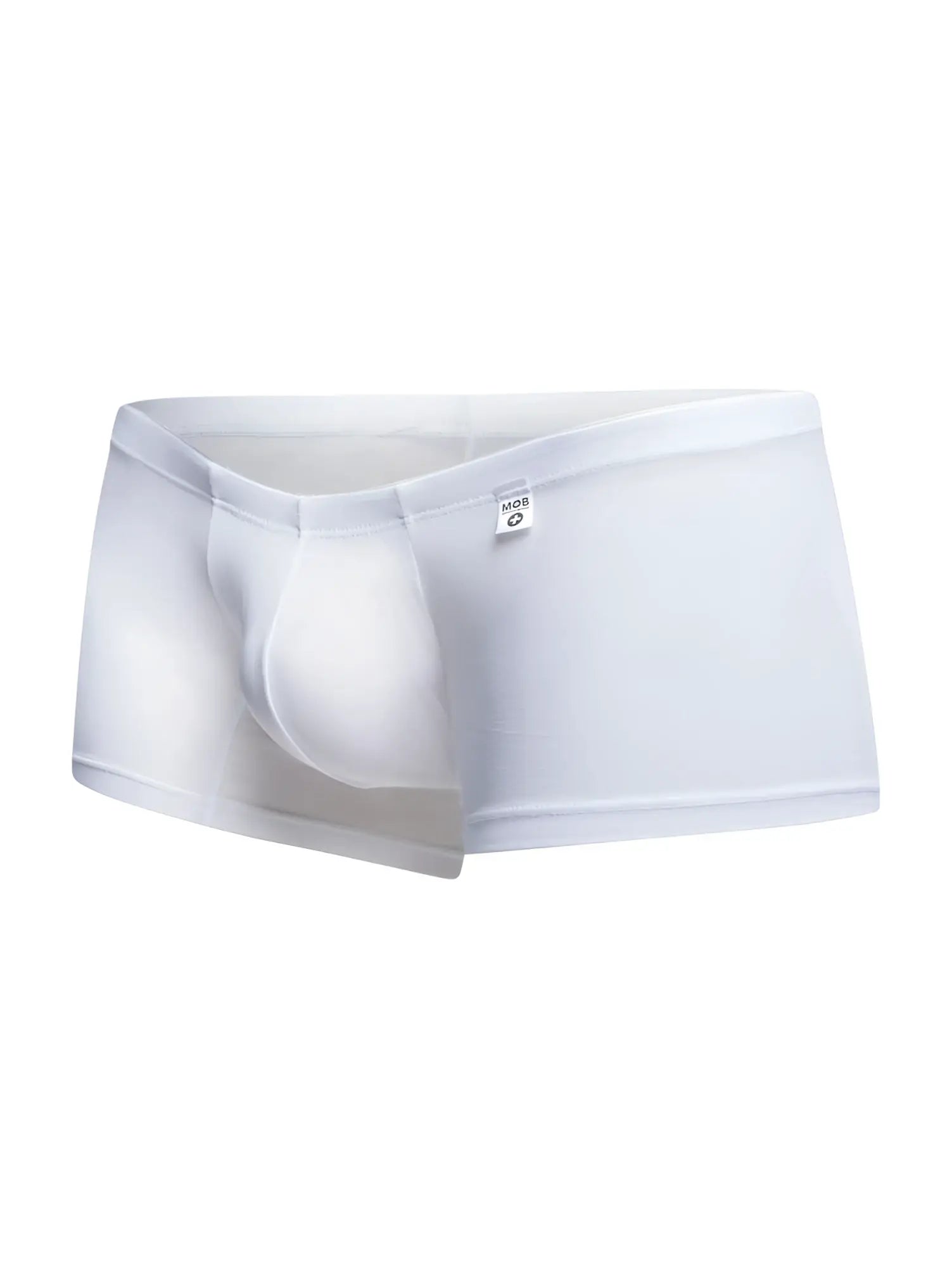 White malebasics mbl78 lace trunks mesh briefs with a smooth form fitting design and a subtle brand tag on the waistband