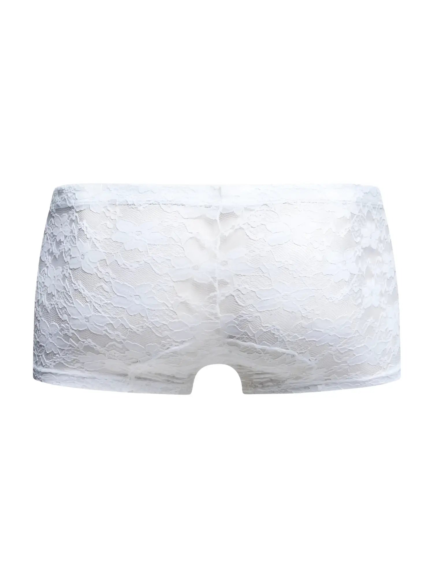 Malebasics mbl78 white lace trunks featuring delicate floral pattern and smooth seamless design