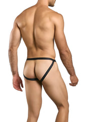 Black minimalist thong with sleek modern design in maleBasics MBL82 sexy jockstrap black lace material