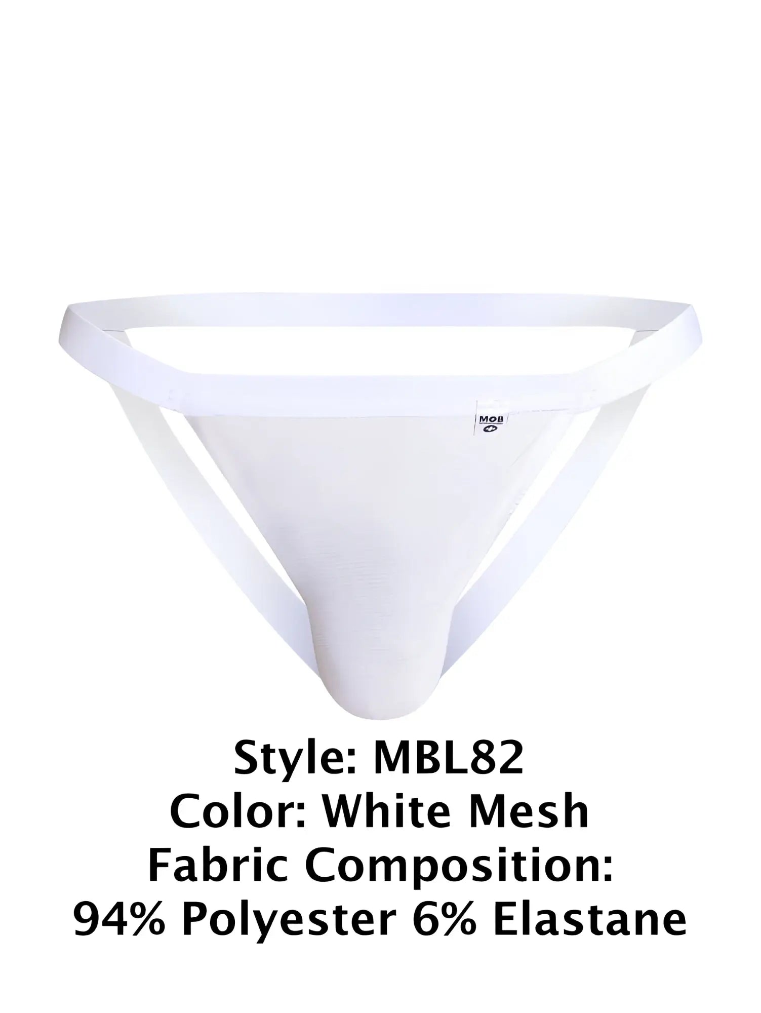 MaleBasics MBL82 sexy jockstrap in white mesh with a supportive contoured design and snug fit