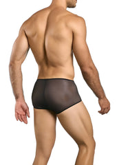 Malebasics mbl83 loop cheeky trunks black mesh briefs with a smooth form fitting design shown from the back side
