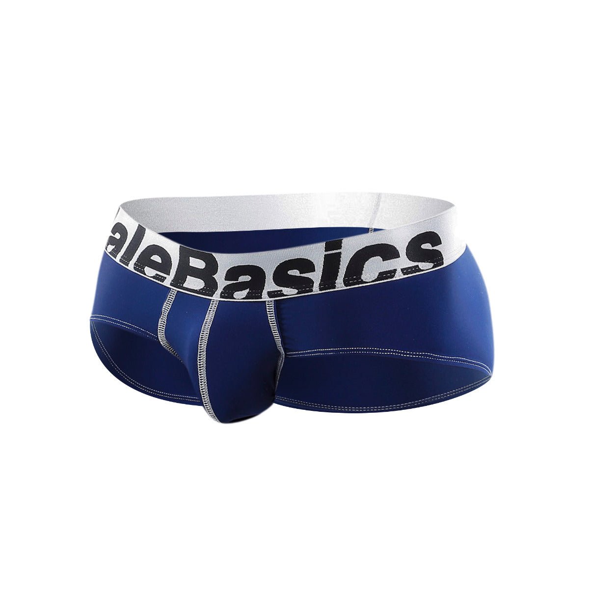Blue men’s microfiber briefs with white alebasics logo waistband designed for comfort and support