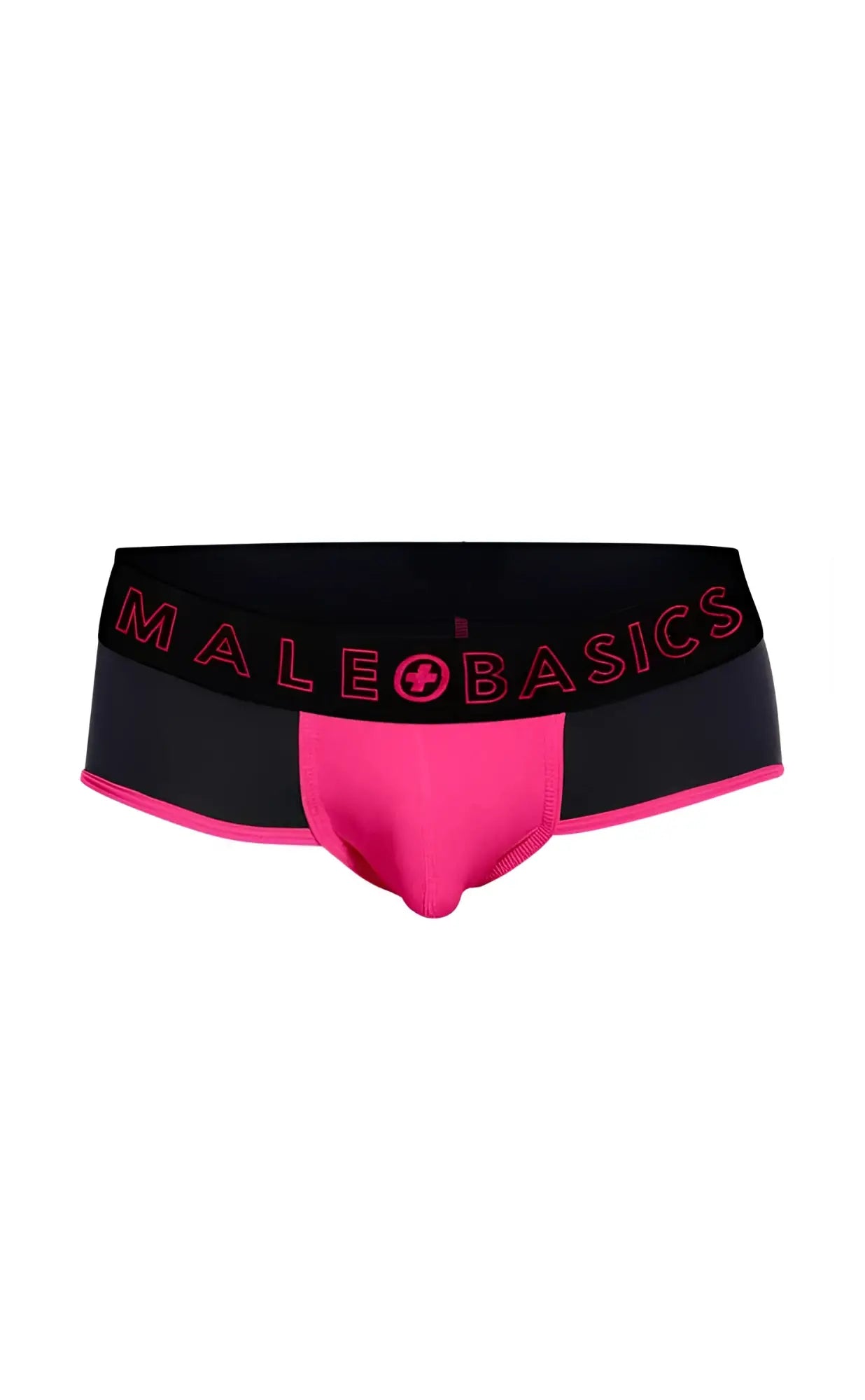 Male basics neon brief black and bright pink men’s cotton briefs with bold logo band for everyday comfort