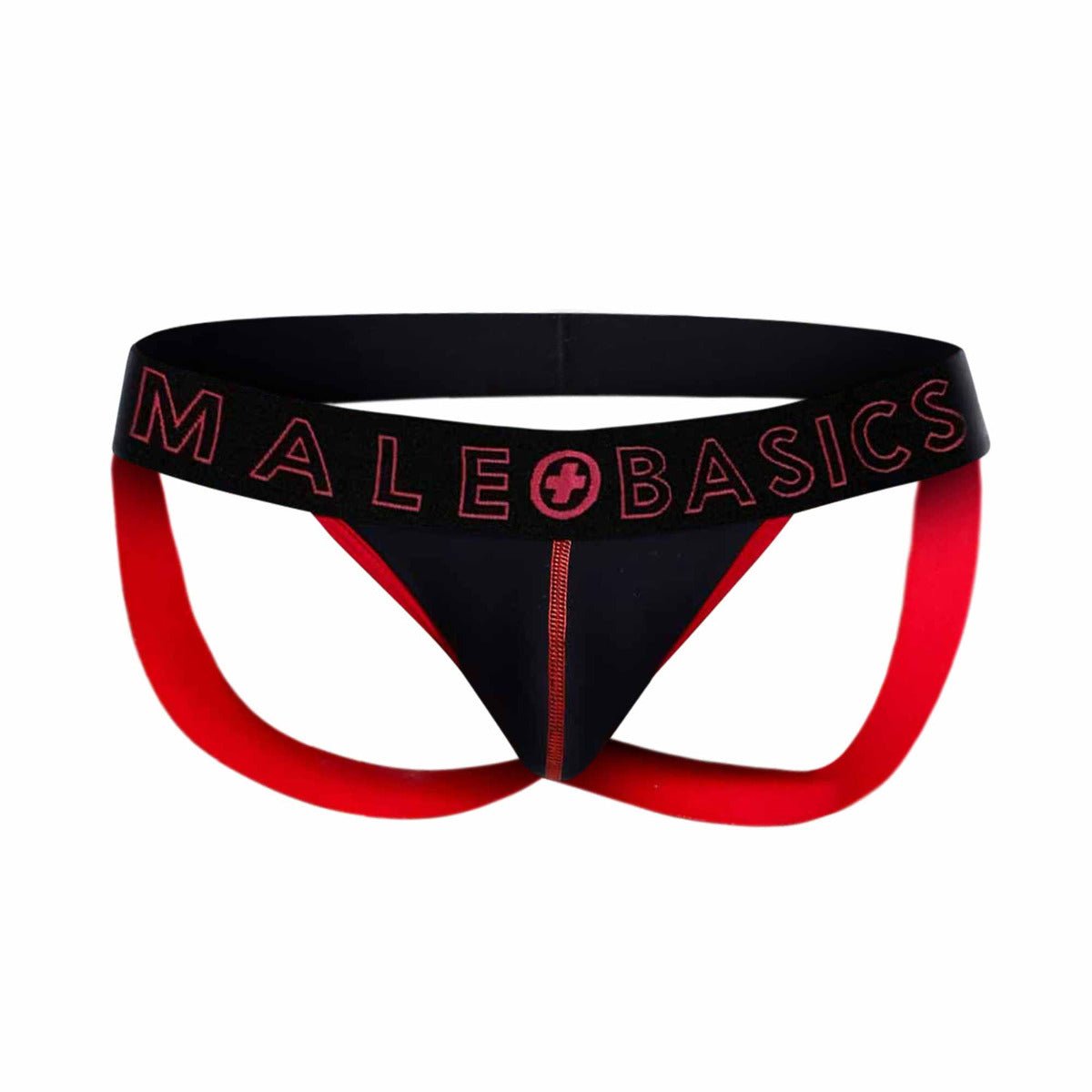 Black and red male basics briefs with bold contrasting design from malebasics neon jock new colors collection