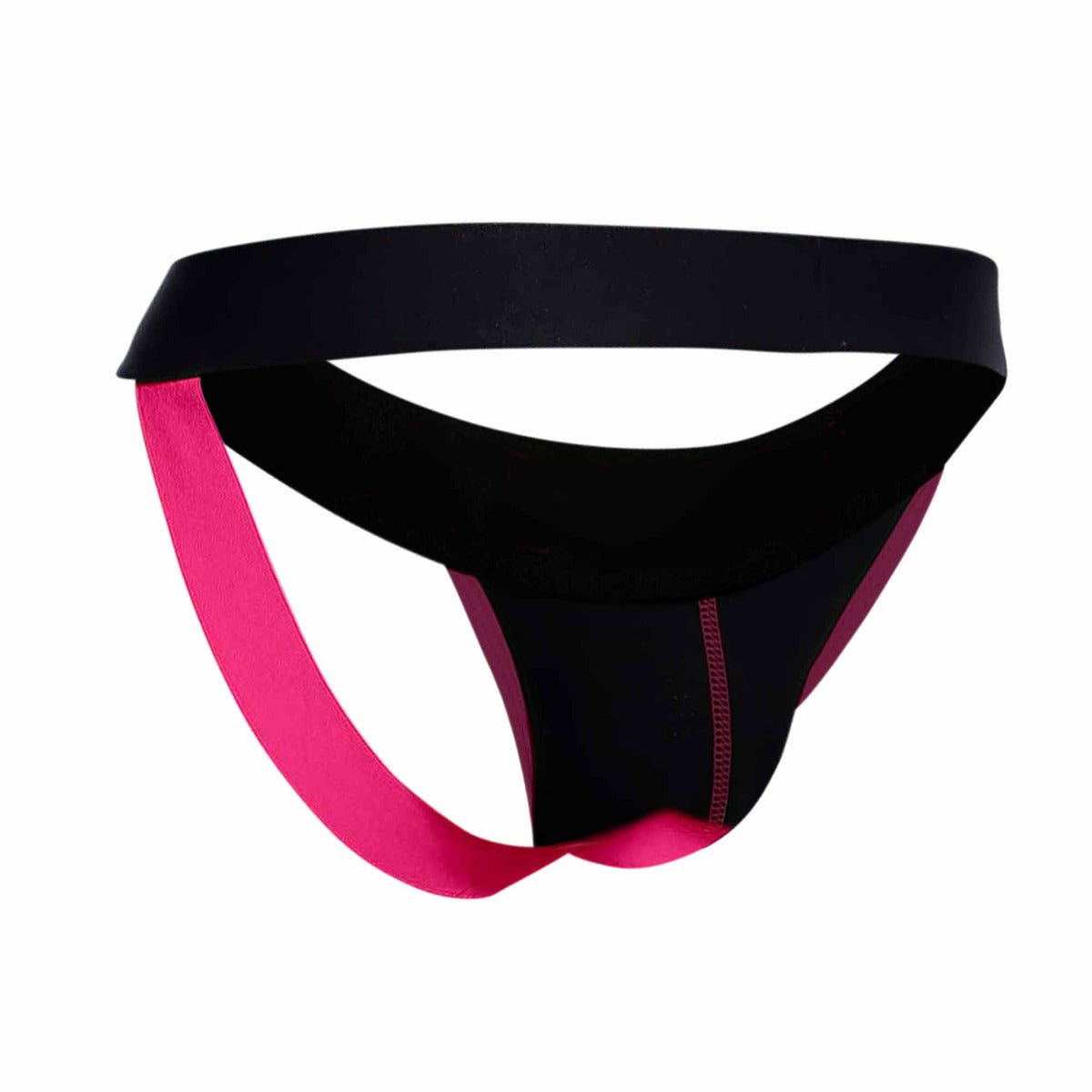Black and fuchsia neon jock athletic briefs by malebasics with supportive contoured design for active use