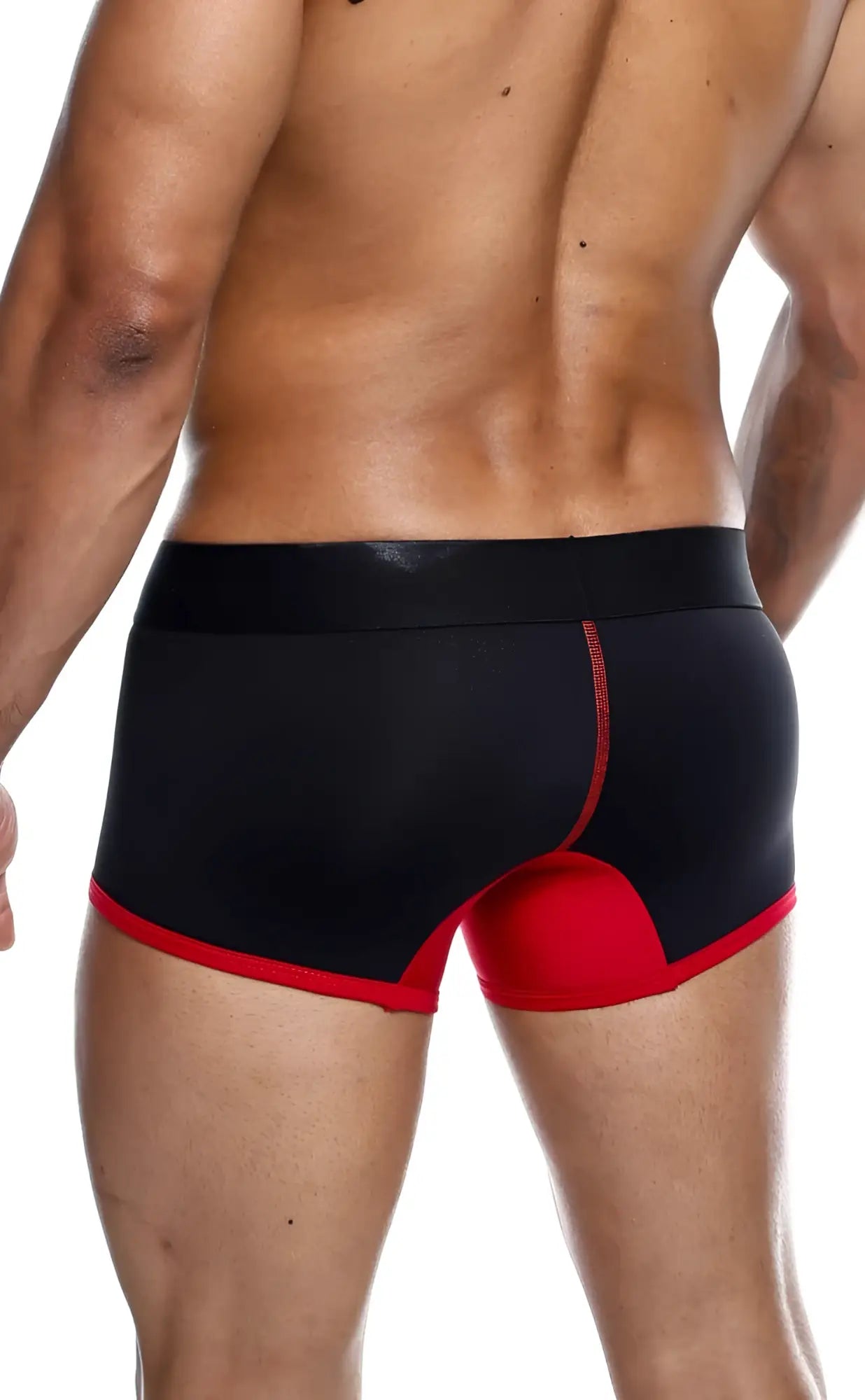 MaleBasics neon trunk black and red athletic briefs with sleek form-fitting design for comfortable active wear