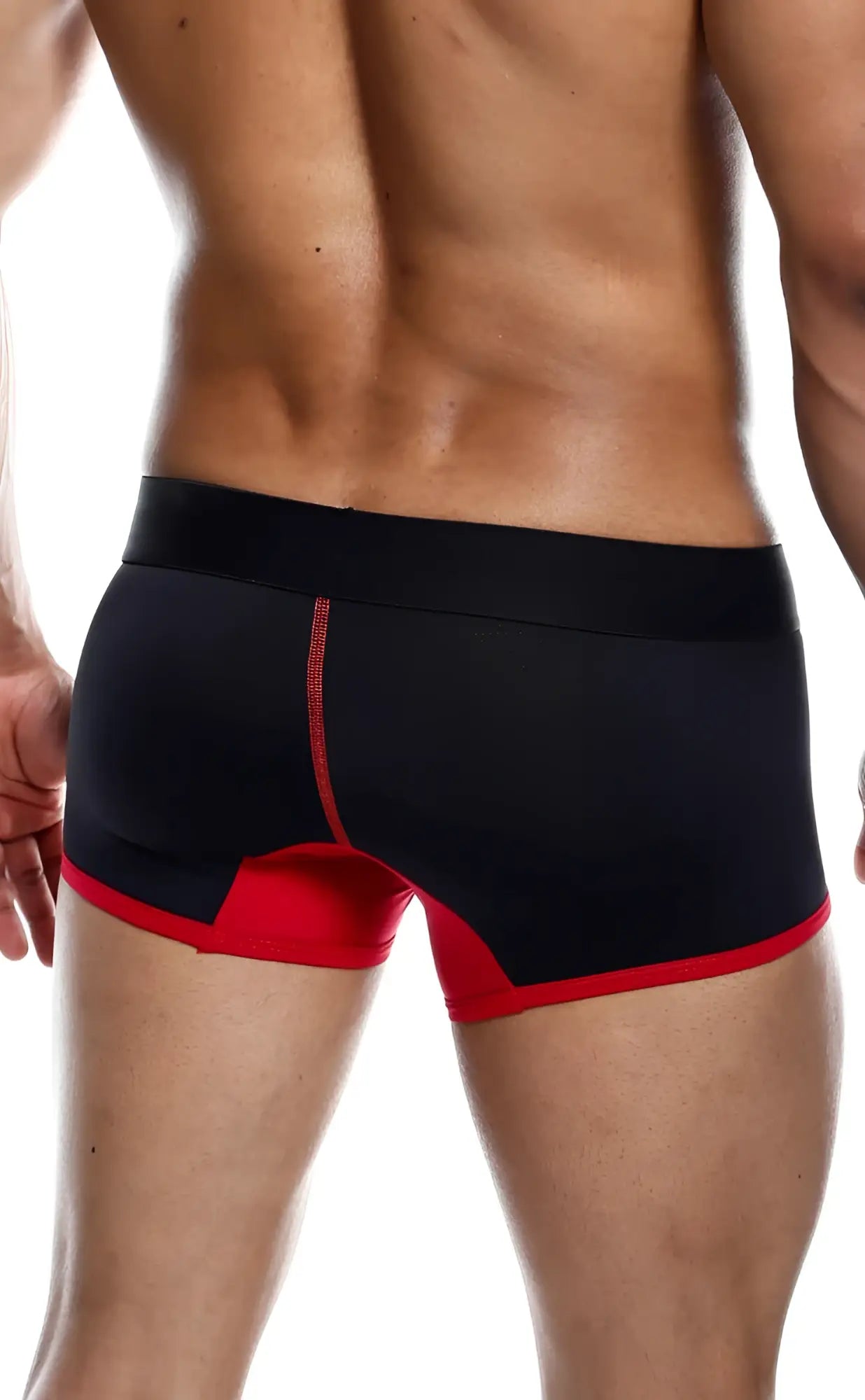 Black and red malebasics neon trunk athletic briefs with sleek form-fitting design for active wear