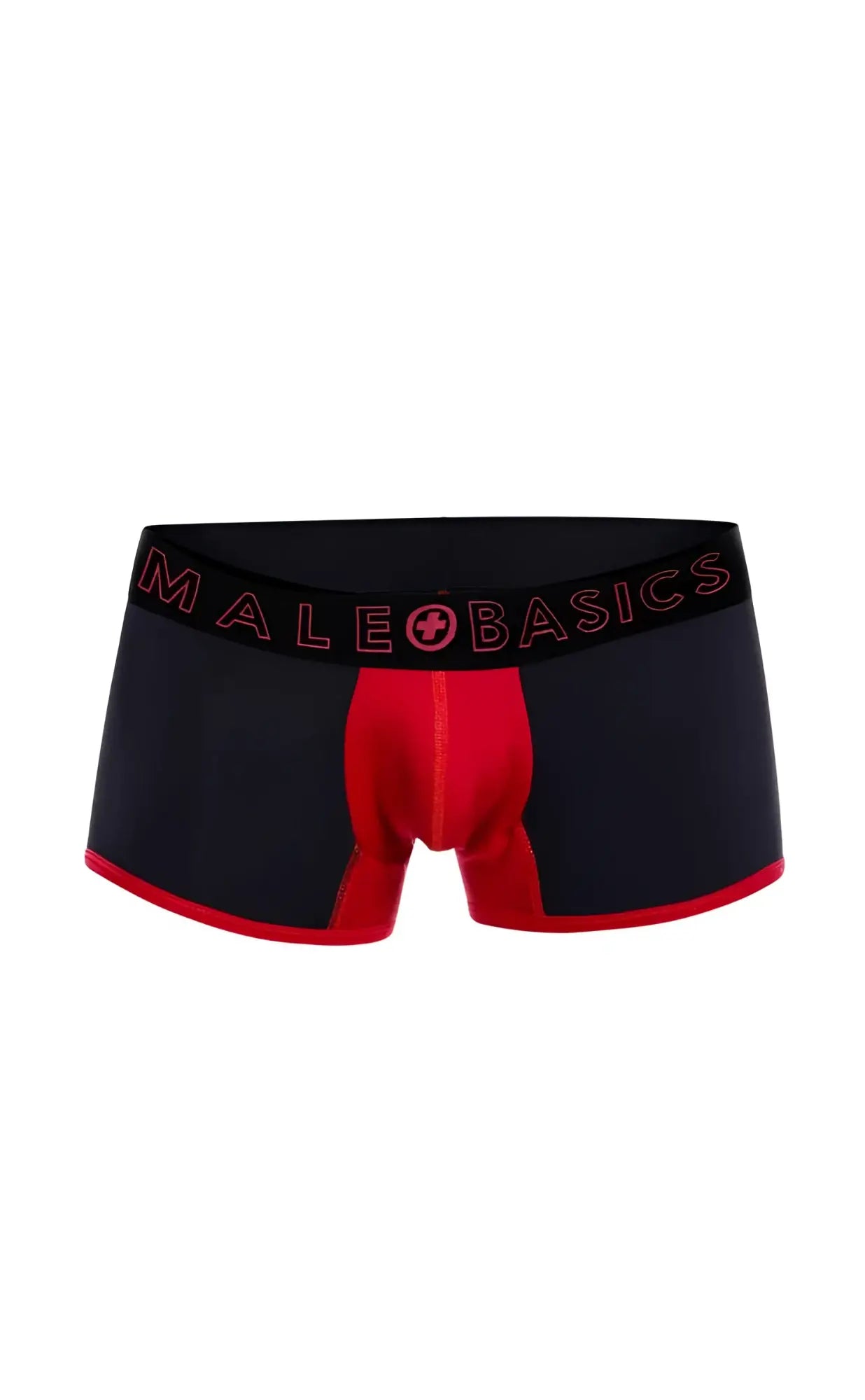 MaleBasics Neon Trunk boxer briefs in black and red with bold contrast design for comfortable everyday wear