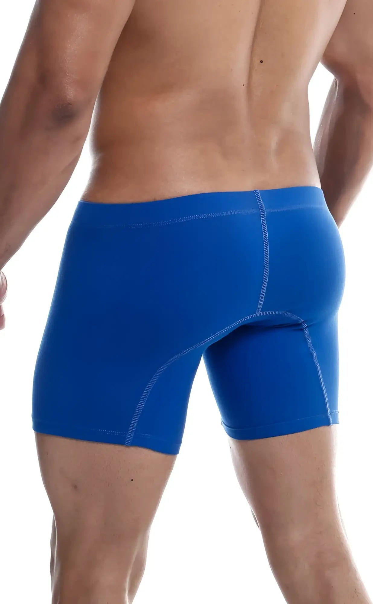 Malebasics silver plus boxer brief 3 pack featuring bright blue athletic briefs with snug fit and subtle white stitching