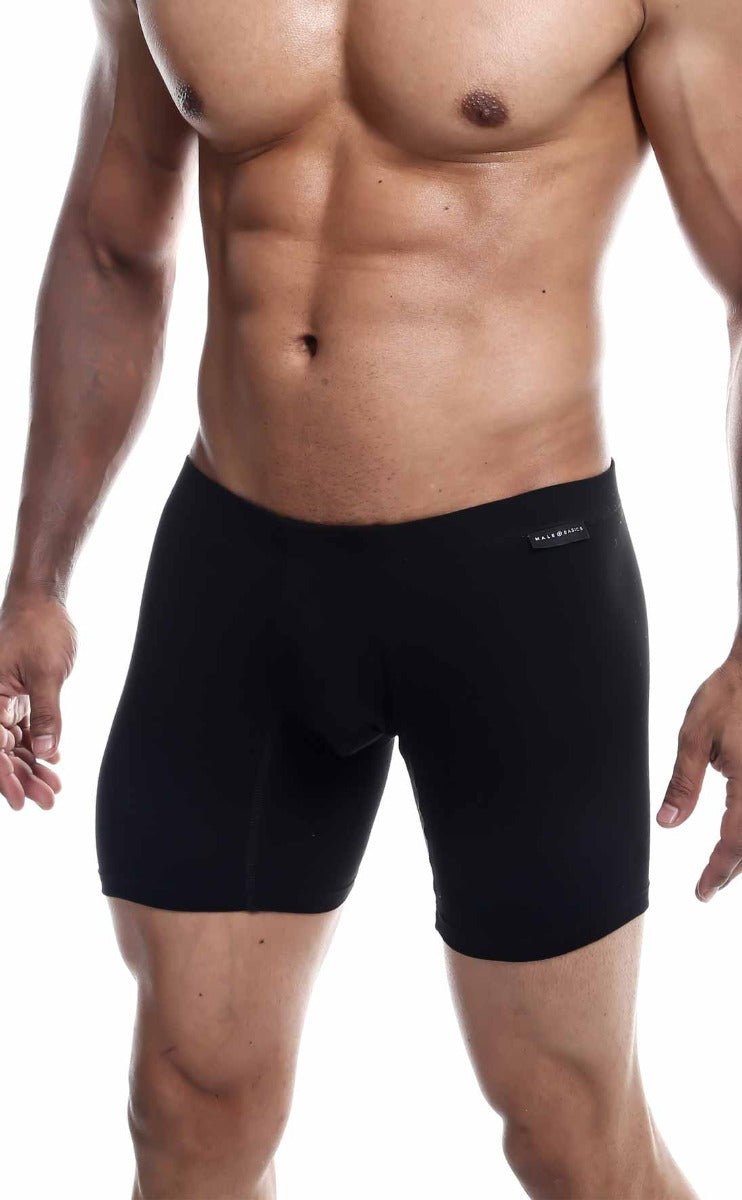 Black malebasics silver + boxer brief with smooth form-fitting fabric and subtle brand tag on the waistband