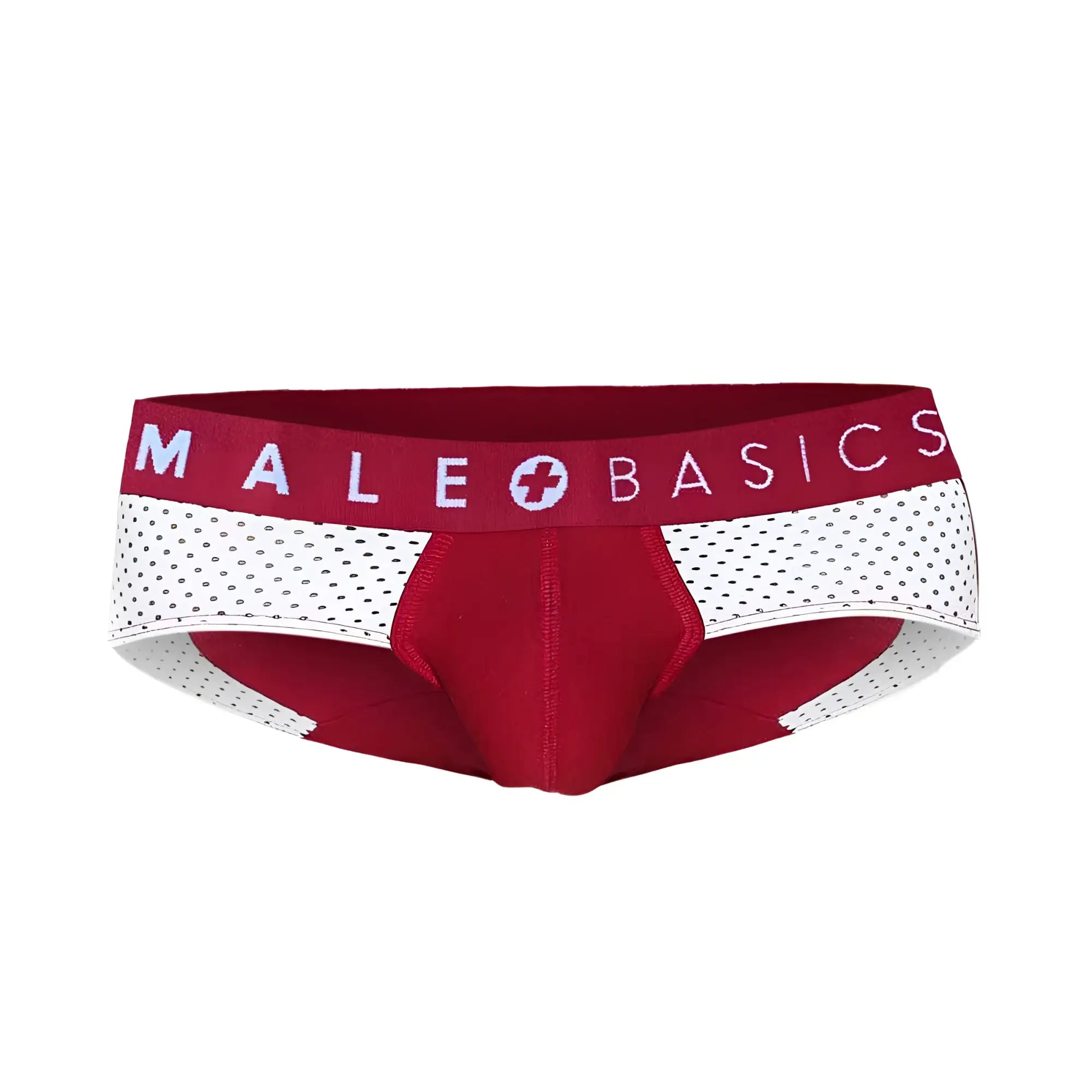 MaleBasics spot brief red red and white male briefs with perforated mesh side panels for breathability and comfort
