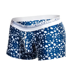 Blue and white patterned malebasics trunk hipster paros men’s boxer briefs with branded elastic waistband