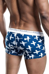 Malebasics trunk hipster santorini blue and white patterned men’s boxer briefs with brushstroke design